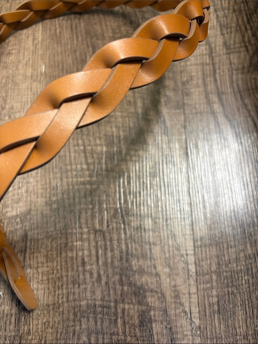 GAP Braided Leather Adjustable Belt in Tan Brown with Brass Buckle 39” NWOT